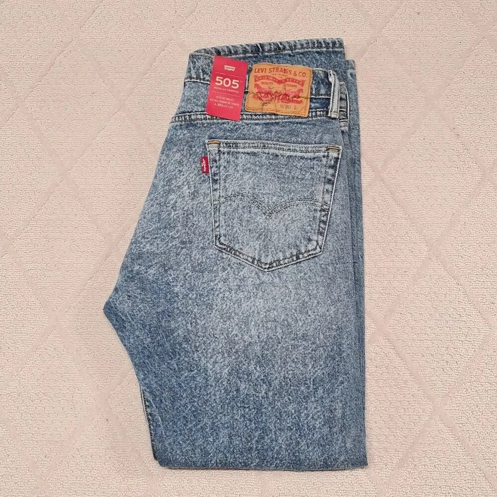 LEVI'S 505 Distressed Denim Jeans Men's SZ 30x32 (actual: 30x27.5) Straight Leg